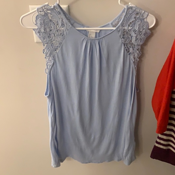 Light Blue Tank with Lace sleeves! - Picture 1 of 3